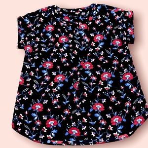 Talbots Floral V-Neck Cap Sleeve Top MP